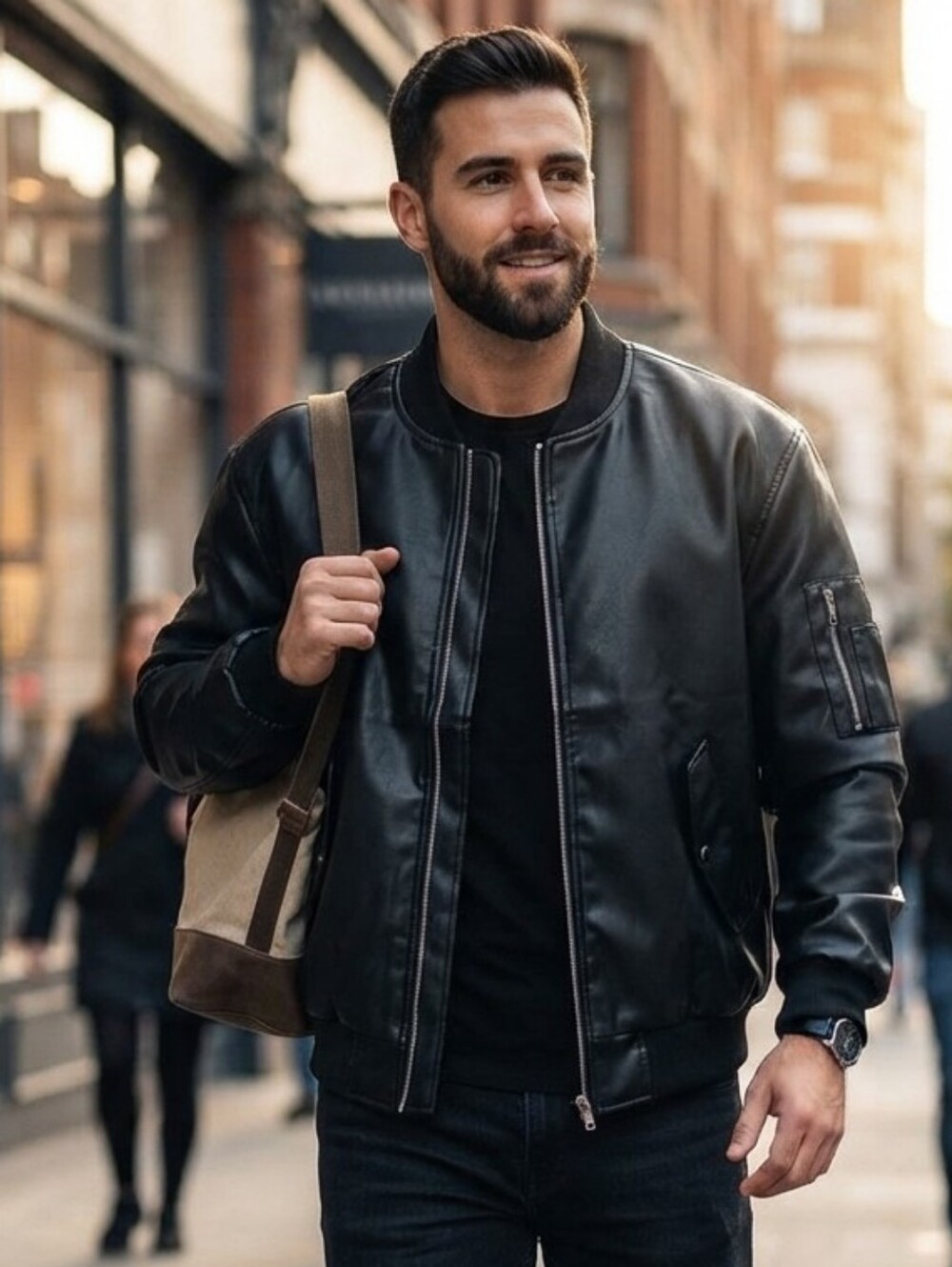 Slate & Stone City Collection Fauc Leather Flight Bomber Jacket Mens XL